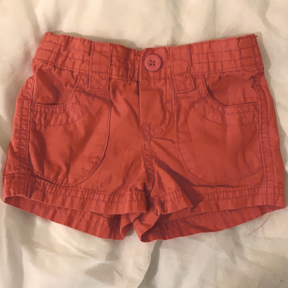 Girls coral color shorts Size 12m 100% cotton